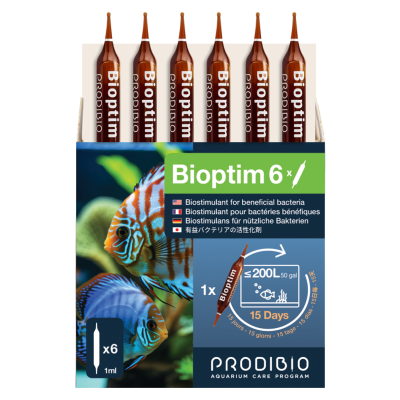 PRODIBIO Bioptim 6 Ampoules- Booster de bactéries pour aquarium PRODIBIO Bioptim 6 Ampoules- Booster de bactéries pour aquarium